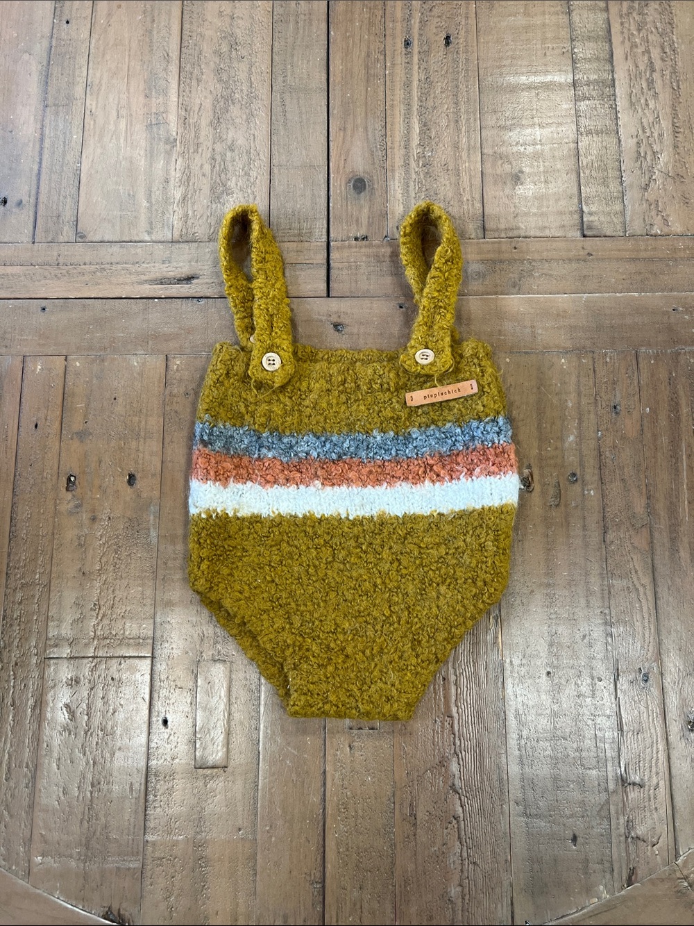 Piupiuchick Multi Colored Knitted Baby Shortie with Straps 24 months neutral